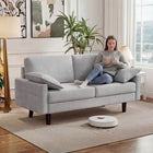 HOMCOM 66.5" Velvet Upholstered 3 Seater Sofa Couch with 2 Pillows - Grey-Velvet-feel fabric ensures a soft, cozy touch for relaxation  