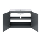 Modway Bryn 36" Wall-Mount Bathroom Vanity - Grey/White-8" Centerset Faucet Holes