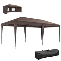 Outsunny 10 ft W x 20 ft L Outdoor Pop Up Canopy Tent with Carrying Bag - Coffee-This pop up canopy gives quick shade with a spacious 10' x 20' coverage
