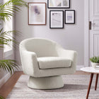 Modway Astral Boucle Fabric Swivel Chair - Ivory-360º Swivel Base
