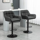 HOMCOM Adjustable Swivel Tufted Fabric Bar Stools - Black - 2 Pack-Suitable for placing in bars, kitchens, and high dining rooms
