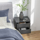 HOMCOM Modern Bedside Table with 2 Drawers and Solid Wood Legs - Black-Materials: Particle Board, Pine Wood