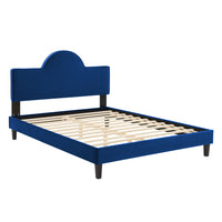 Modway Soleil Performance Velvet King Bed - Navy-King Bed
