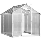 Outsunny 6' x 8' x 6.4' Polycarbonate Greenhouse - Silver- Powder-coated aluminium alloy frame offers durable support    
 
