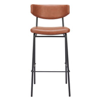 Zuo Charon Barstool - Vintage Brown - Set of 2-Plush and durable faux leather fabric