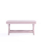 Manhattan Comfort Abigail 42.12" Mid-Century Modern Velvet Upholstered Ottoman Bench - Pink-20.47" L x 21" W x 19.48" H