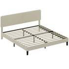 HOMCOM King Size Adjustable Headboard Platform Bed Frame - Light Grey-Adjustable headboard offers three height options for personalized comfort