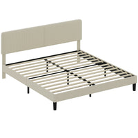 HOMCOM King Size Adjustable Headboard Platform Bed Frame - Light Grey-Adjustable headboard offers three height options for personalized comfort