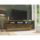 Manhattan Comfort Yonkers 70.86" Mid-Century Modern TV Stand - Rustic Brown-Recommended for up to a 65" TV