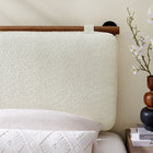 Modway Anela Wall-Mounted Chenille Upholstered Twin Headboard - Cream Walnut-Velcro Straps