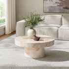 Modway Alora Indoor/Outdoor Patio Concrete Round Coffee Table - Honey Onyx-Faux Stone Finish