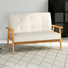 HOMCOM 45" Loveseat Sofa with Rubber Wood Legs - Beige-Protective foot pads keep your floor looks well