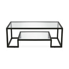 Hudson&Canal Athena 45"W Rectangular Coffee Table - Blackened Bronze-Features a tempered glass shelves