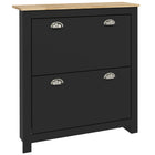 HOMCOM Hallway Shoe Cabinet with 2 Flip Drawers for 12 Pairs - Black-You can store up to 12 pairs of shoes (CA Men Size 11.5) in two tilting drawers