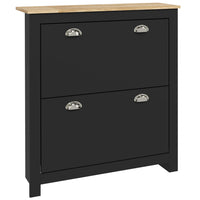 HOMCOM Hallway Shoe Cabinet with 2 Flip Drawers for 12 Pairs - Black-You can store up to 12 pairs of shoes (CA Men Size 11.5) in two tilting drawers