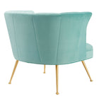 Modway Veronica Channel Tufted Performance Velvet Armchair - Mint-Non-Marking Foot Glides