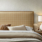 Modway Camille Checkered Linen Blend Full Size Headboard - Hemp Windowpane Check-French Seam Detailing