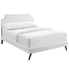 Modway Laura Vinyl Queen Platform Bed with Round Splayed Legs - White-Wood Frame / Particleboard Panel