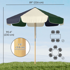 Outsunny Patio Umbrella with Wood-Effect Frame - 7.4' - Dark Green-Powder coated steel pole for stability and weather resistance
