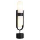 Hudson&Canal Blair Pill-Shaped Table Lamp with Milk Glass Shade - Blackened Bronze/White-Paired with a white milk glass enclosed pill-shaped shade
