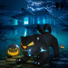 HOMCOM 6' Lit Inflatable Crouching Black Cat Halloween Yard Decoration-2 built-in internal white LED lights 