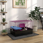 PawHut 28" L Small Pet Cage - Black-Large front door for easy access, cleaning and maintenance 