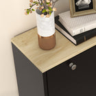 HOMCOM Shoe Cabinet with 3 Flip Drawers for 24 Pairs - Black-Solid wood legs ensure support