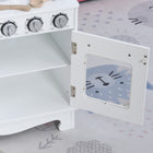 Qaba Large Kids Kitchen Playset With Telephone, Water Dispenser Simulation Cooking Set - White-Simulate the most basic kitchen scenes 