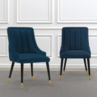 Manhattan Comfort Eda 22.83" Modern Velvet Upholstered Dining Chair - Midnight Blue - Set of 2-Frame Made of High Quality Elm Wood with Metal Brushed Gold Tips for Fashion and Durability