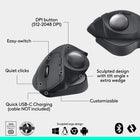 Logitech MX Ergo S Plus Wireless Trackball Mouse - Graphite-Dual wireless connectivity: Connect your rechargeable wireless mouse via Bluetooth or Logi Bolt USB receiver (included), switch between computers with a tap of the Easy-Switch button
