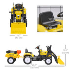 Aosom Kids Pedal Ride-On Excavator with Front Loader and Trailer - Yellow-Front excavator controlled by handle rotation 