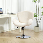 HOMCOM Swivel Desk Chair with Wide Seat - Butterfly Back - Cream White-Butterfly-shaped back and curved seat enhance comfort during extended sitting periods