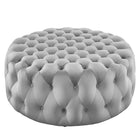 Modway Amour Tufted Button Large Round Performance Velvet Ottoman - Light Grey-Tufted Button Accent Ottoman