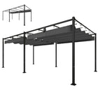 Outsunny Pergola with Retractable Canopy for Patio - 19' x 10' - Dark Grey-Expansive 18.7' x 9.7' space creates the excellent outdoor living room 
