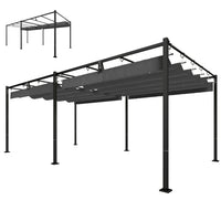 Outsunny Pergola with Retractable Canopy for Patio - 19' x 10' - Dark Grey-Expansive 18.7' x 9.7' space creates the excellent outdoor living room 