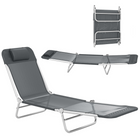 Outsunny Lounge Chair - Folding Adjustable Reclining Chair - Dark Grey-Great for garden, balcony, swimming pool, beach and more