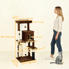 PawHut 52" Cat Tree with Scratching Posts - Leopard Print-Particleboard and sisal construction ensures durability
