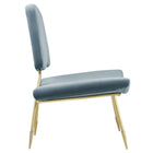 Modway Ponder Performance Velvet Lounge Chair - Sea Blue-Gold Stainless Steel Frame