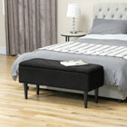 HOMCOM Storage Ottoman with Wooden Legs and 57 L Capacity - Black-Storage under the seat lets you put away things that don't have a place