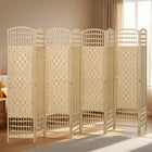 HOMCOM 8 Panel Wave Fiber Freestanding Room Divider for Home Office - Natural-Lightweight and easy to move around
