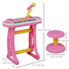 Qaba Kids Toddler Toy Piano Keyboard with Included Sitting Stool - Pink-22 pre-programmed songs with light function, a perfect musical environment for your children 