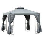 Outsunny 10 ft W x 10 ft L Patio Gazebo Outdoor - Canopy Shelter - Dark Grey-Constructed with the rust resistant metal frame covered with the UV resistant canopy