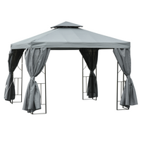 Outsunny 10 ft W x 10 ft L Patio Gazebo Outdoor - Canopy Shelter - Dark Grey-Constructed with the rust resistant metal frame covered with the UV resistant canopy