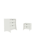 Manhattan Comfort Coney Mid-Century Modern Dresser and Nightstand Set - White-Unique Continuous Side Panels to Create Curved Legs.