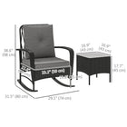 Outsunny Rattan Bistro Set with Rocking Chairs-Rocking chairs designed with a cradle-like motion for relaxation 
