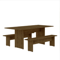 Manhattan Comfort Nomad 67.91" Modern Dining Set - Nature - Set of 3-3-Piece Modern Modern Dining Set for Dining Room Use