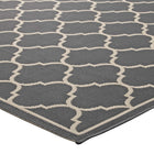 Modway Avena Moroccan Quatrefoil Trellis Indoor/Outdoor Area Rug - 5 ft W x 8 ft L - Grey/Beige-Stain Resistant / Easy To Clean