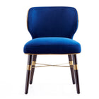Manhattan Comfort Strine 21.65" Modern Velvet Upholstered Dining Chair - Blue - Set of 2-Rounded Back Seat with Gold Trimming Outline