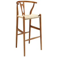 Modway Amish Wood Bar Stool - Walnut-Durable paper rope seat