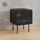 HOMCOM Nightstands with 2 Storage Drawers and Steel Legs - Black Wood Grain - Set of 2-Versatile design works perfectly as side tables in living space